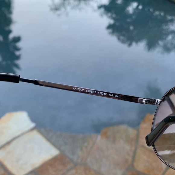 Armani Exchange AX2002 Shiny Gunmetal & Black Aviator Unisex Sunglasses - Picture 7 of 11